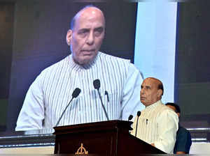 New Delhi, Oct 04 (ANI): Defence Minister Rajnath Singh addresses the Indo-Pacif...