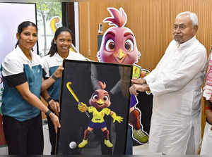 Patna: Bihar Chief Minister Nitish Kumar unveils the mascot and logo of the Asia...