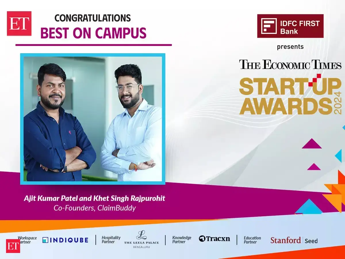 ET Startup Awards: ClaimBuddy named Best on Campus; Khet Singh ...