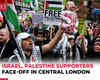 UK: Israel, Palestine supporters face-off in central London during protests