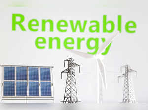 Illustration shows words Renewable energy