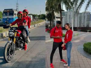 Deepinder Goyal with his wife on the streets of Gurugram