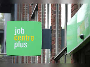 FILE PHOTO: A view of a sign for a job centre, in London