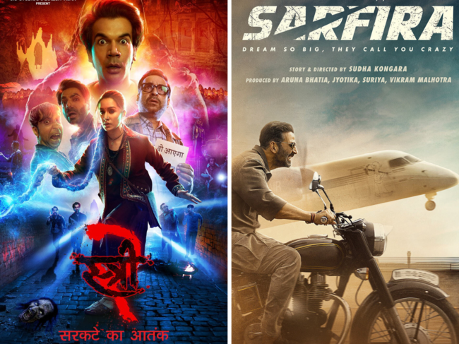 'Stree 2' and 'Sarfira' posters