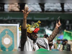 People rally to mark Prophet Muhammad's birthday and show solidarity with Palestinians in Gaza, in Sanaa