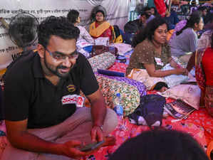 Kolkata: Junior doctors during their protest against the RG Kar Medical College ...