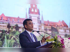 Mumbai: CJI DY Chandrachud addresses during the ground breaking ceremony of the ...