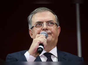 Mexico's former Foreign Minister Marcelo Ebrard holds a press conference in Mexico City