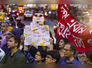 Kolkata: Junior doctors and others during a mega rally in protest against the al...