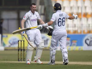 Test Cricket: England's Harry Brook, Joe Root.