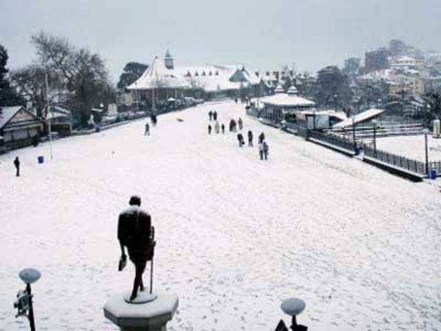 Snowfall in the northern hill town of Shimla