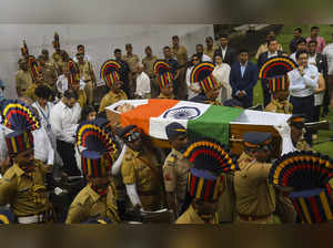 Mumbai: Mortal remains of industrialist Ratan Tata being carried for last rites,...