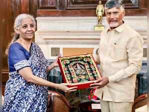 New Delhi, Oct 09 (ANI): Union Finance Minister Nirmala Sitharaman meets Andhra ...