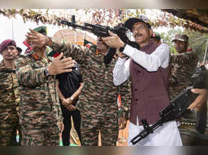 Ranchi: Union Minister of State for Defence Sanjay Seth tries his hand on sophis...