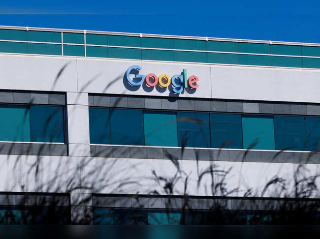 FILE PHOTO: Google logo shown on building in California