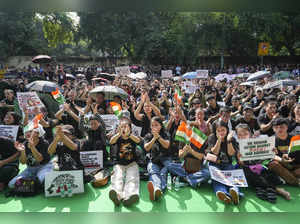 New Delhi: Kuki Students’ Organisation members protest at Jantar Mantar against ...