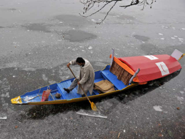 Frozen Dal Lake in Kashmir