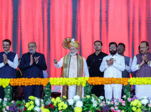 Modi with Shinde, Fadnavis ANI