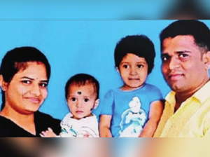 Mamatha, daughters Anaya and Adhira, with Avinash