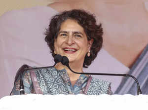 **EDS: IMAGE VIA @INCIndia** Jammu: Congress leader Priyanka Gandhi Vadra addres...