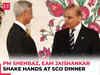 Pakistan PM Shehbaz Sharif, EAM S Jaishankar shake hands, exchange pleasantries at SCO dinner