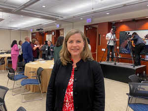 FILE PHOTO: Federal Reserve Governor Michelle Bowman attends an event in Chicago