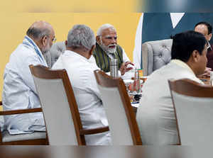 New Delhi, Oct 15 (ANI): Prime Minister Narendra Modi chairs the BJP CEC meeting...