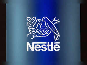 A view of the logo during the Annual General Meeting of Nestle in Ecublens