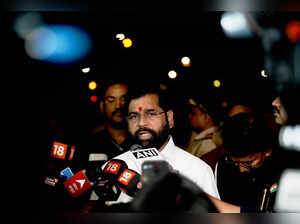 Mumbai: Chief Minister of Maharashtra Eknath Shinde interacts with the media out...