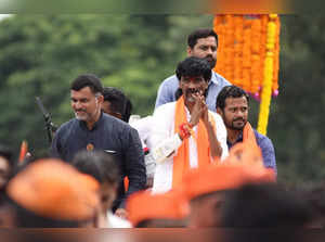 Pune: Maratha reservation activist Manoj Jarange Patil during a rally, in Pune. ...