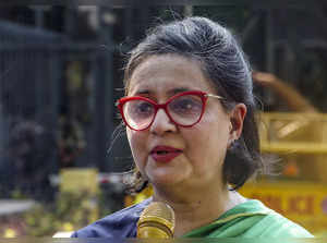 New Delhi: TMC MP Sagarika Ghose interacts with the media after submitting a let...