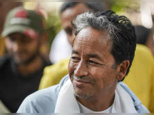 New Delhi: Climate activist Sonam Wangchuk during a protest demanding the inclus...