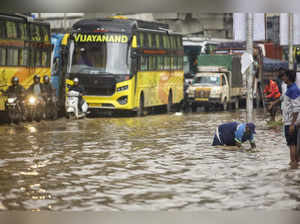 Bengaluru: A Bruhat Bengaluru Mahanagara Palike (BBMP) worker clears the blocked...