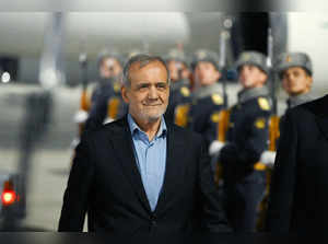 Iranian President Masoud Pezeshkian arrives for the BRICS Summit in Kazan