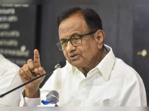 Chandigarh: Former Union Minister P Chidambaram addresses during a press confere...