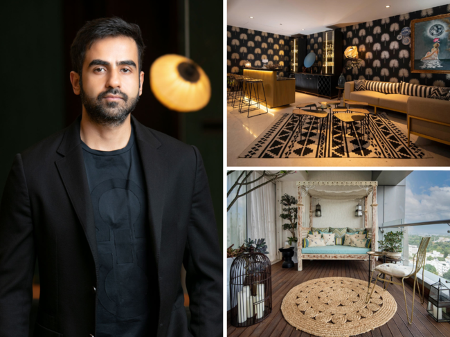 Nikhil Kamath and the interiors of his rented apartment in Bengaluru.