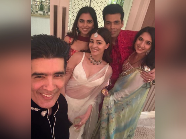 Manish Malhotra, Ananya Panday, Isha Ambani, Karan Johar and Radhika Merchant