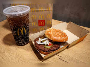 Illustration picture of McDonald's Quarter Pounder hamburger in New York