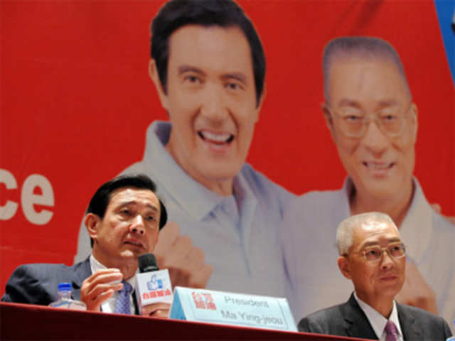 Taiwan President Ma Ying-jeou during a press conference