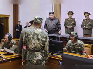 In this photo provided by the North Korean government, North Korean leader Kim J...