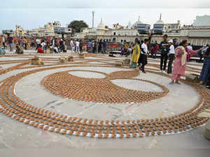 Ayodhya: Preparations underway for the Deepotsav 2024 at the Ram temple, in Ayod...