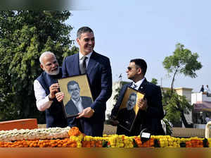 Vadodara: Prime Minister Narendra Modi and Spanish Prime Minister Pedro Sanchez ...