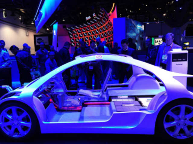 A concept vehicle at the Panasonic display on display at the CES