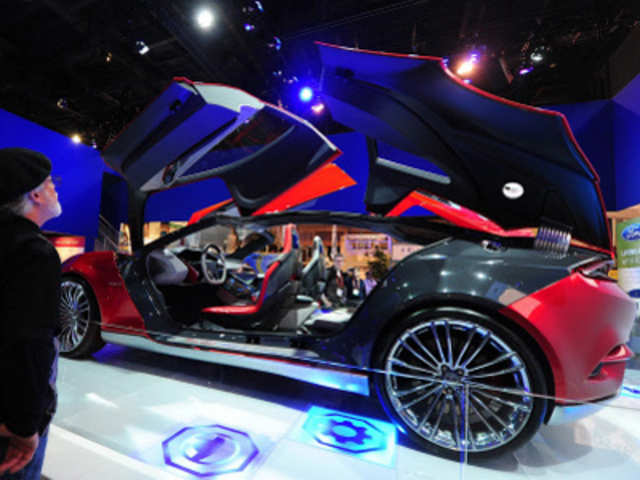 Ford's Evos Concept plug-in Hybrid vehicle at the International Consumer Electronics Show