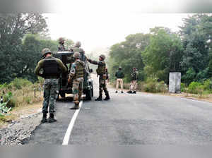 Akhnoor, Oct 28 (ANI): Security personnel keep vigil during the search operation...