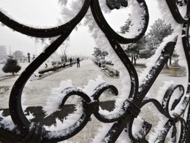 Frosted metal fence in Kosovo