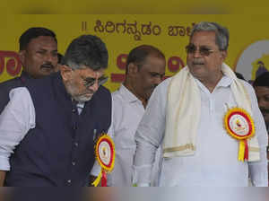 Bengaluru: Karnataka Chief Minister Siddaramaiah with his deputy D.K. Shivakumar...