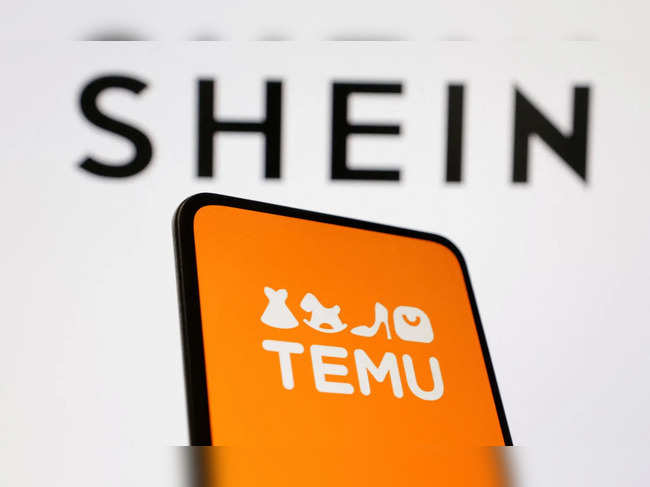 Illustration shows Shein and Temu logos