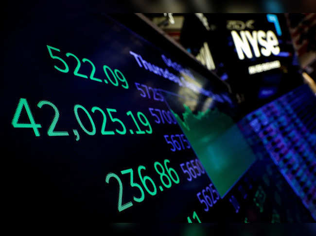 FILE PHOTO: A screen displays the Dow Jones Industrial Average on the floor of the NYSE in New York