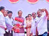 Maharashtra Dy CM Ajit Pawar greets people at his residence on occasion of Diwali Padwa in Baramati